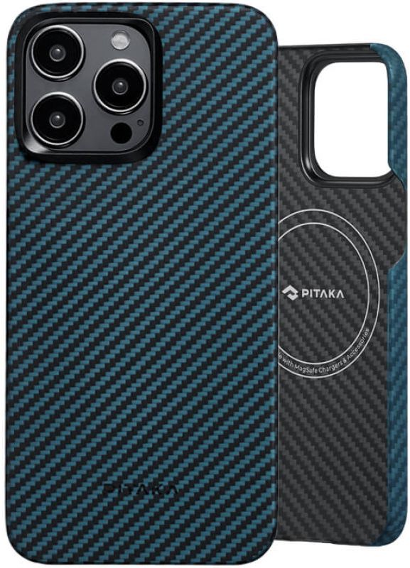 Чохол-накладка Pitaka MagEZ Case 4 Twill 1500D Black/Blue для iPhone 15 Pro